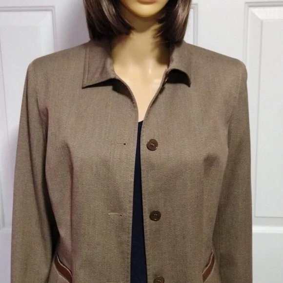 Ann Taylor Loft Jacket Light Brown Faux Leather Trim Size 10P NWT - Picture 4 of 7